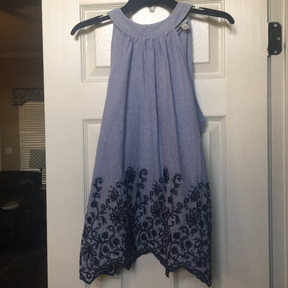 Embroidered Halter Top Tank